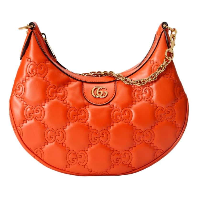 Gucci Gucci GG Quilted Matelassé Leather Small Shoulder Handbag In Orange Orange Leather Never worn - Front View