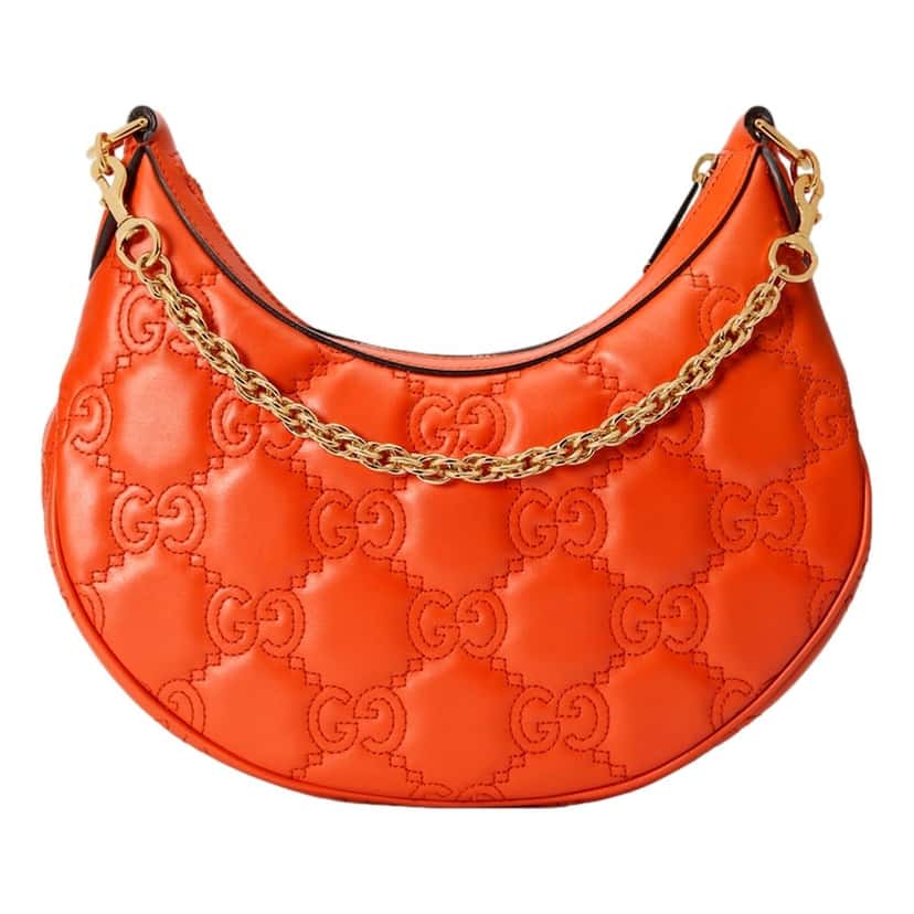 Gucci Gucci GG Quilted Matelassé Leather Small Shoulder Handbag In Orange Orange Leather Never worn - Inside View