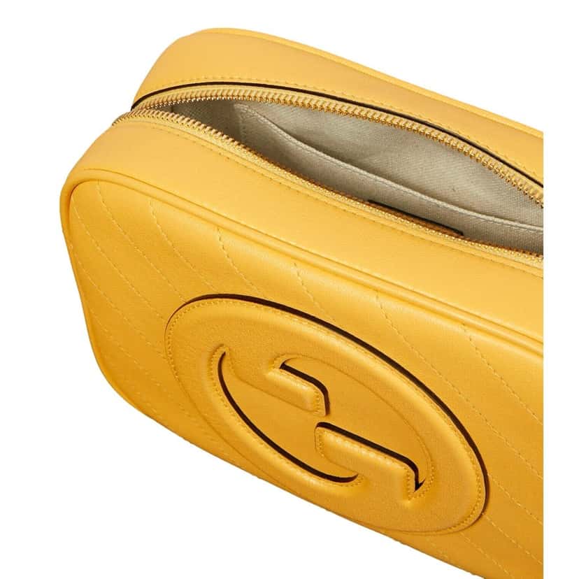 Gucci Gucci Blondie GG Patch Yellow Leather Camera Crossbody Bag Diagonal Stitching Yellow Leather Never worn - Back View