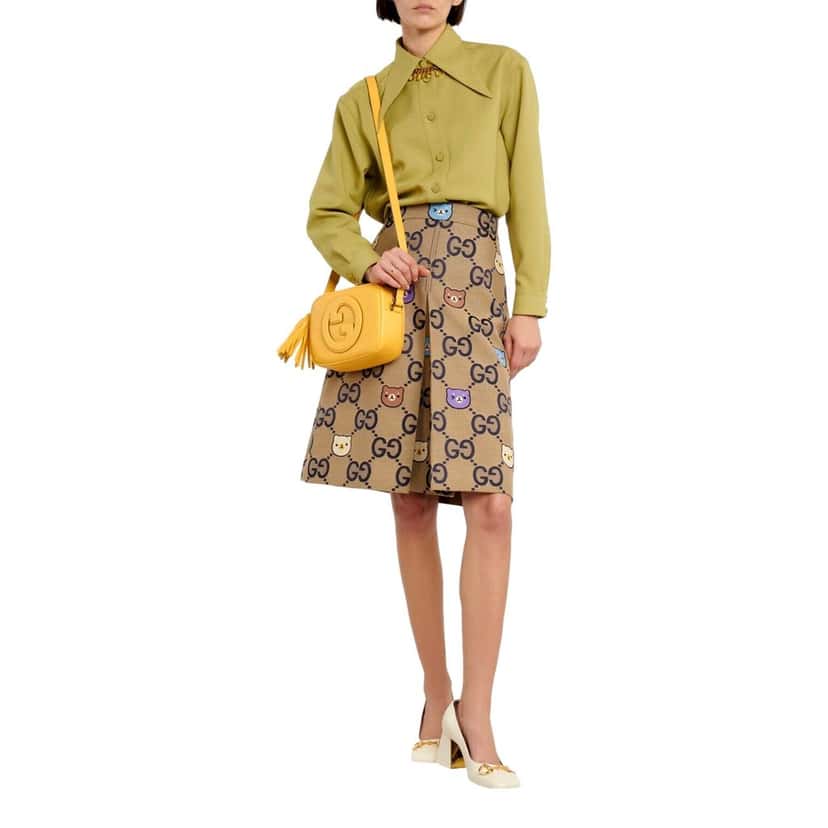 Gucci Gucci Blondie GG Patch Yellow Leather Camera Crossbody Bag Diagonal Stitching Yellow Leather Never worn - Box View