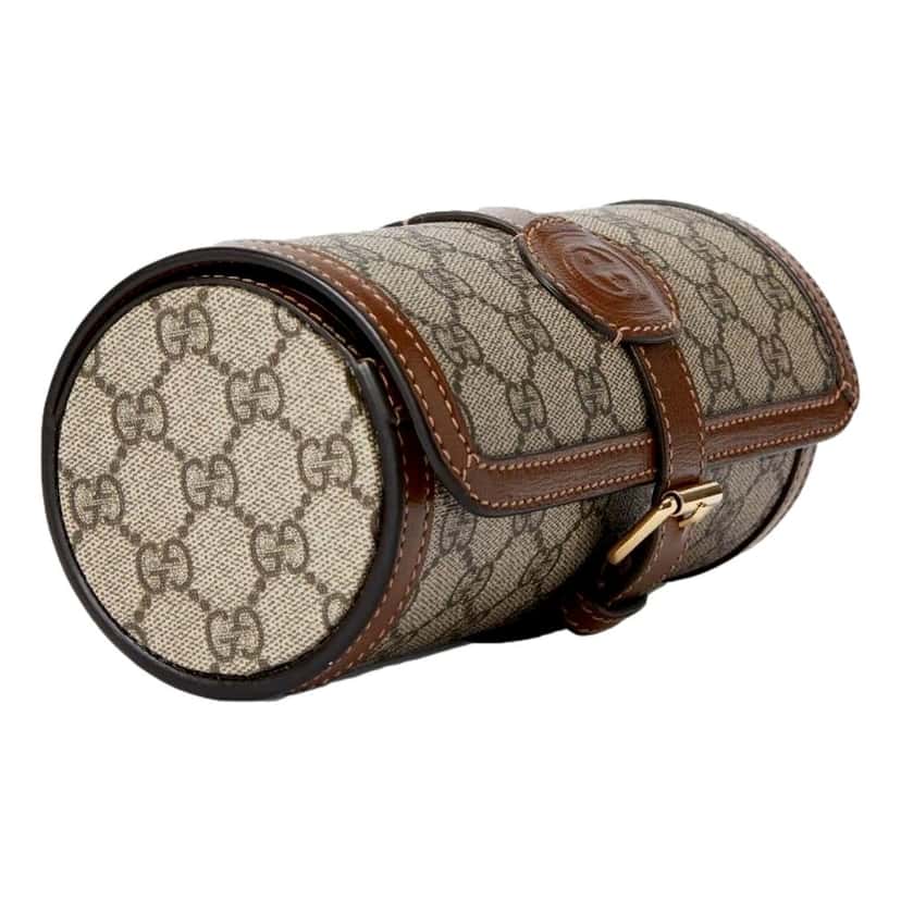 Gucci Gucci GG Supreme Canvas Leather Beige Brown Watch Case Beige Canvas Never worn - Back View