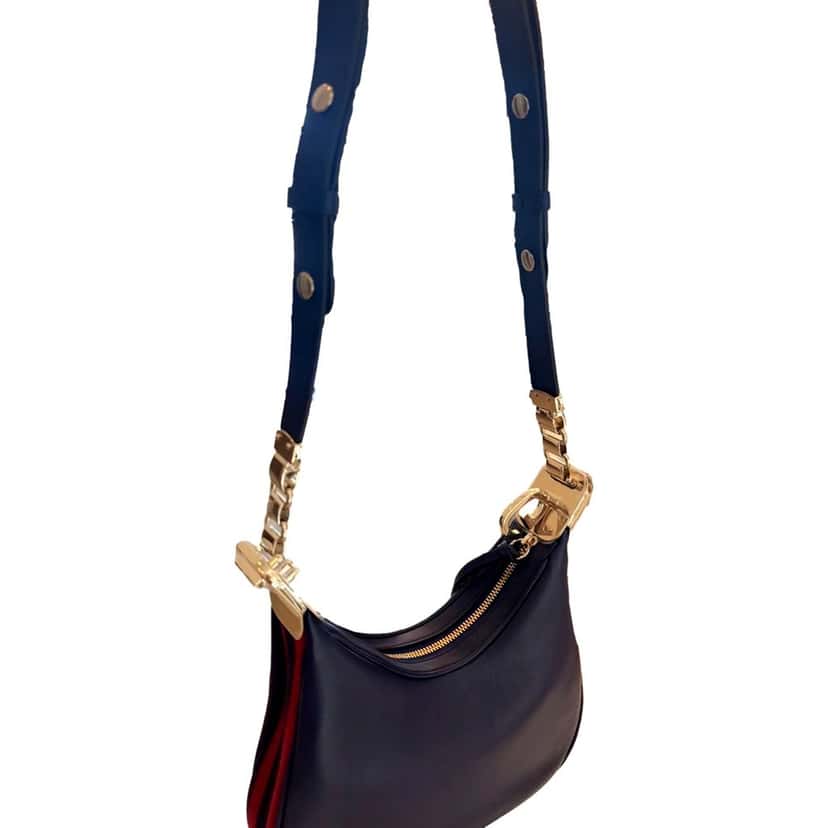 Gucci Gucci Attaché Small Navy Leather Shoulder Crossbody Bag G Clasp Web Stripe Navy Leather Never worn - Inside View