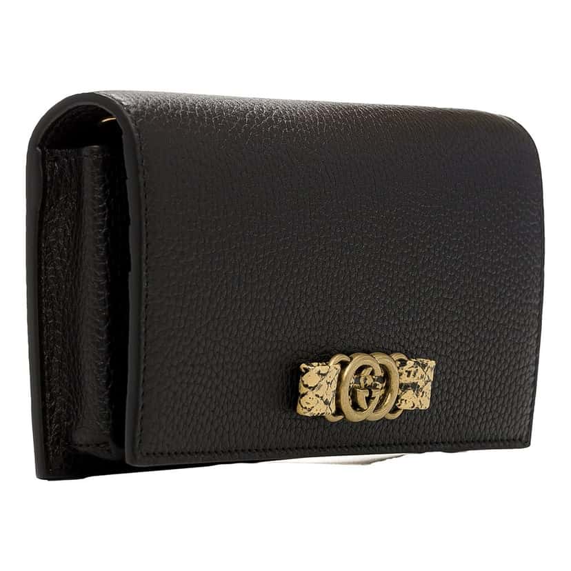 Gucci Gucci Interlocking GG Black Python Leather Bow Wallet on Chain Gold Hardware Black Leather Never worn - Inside View