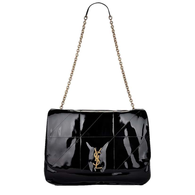 Saint Laurent Saint Laurent Jamie YSL Black Patent Leather Chain Strap Large Shoulder Bag Black Leather Never worn - Front View