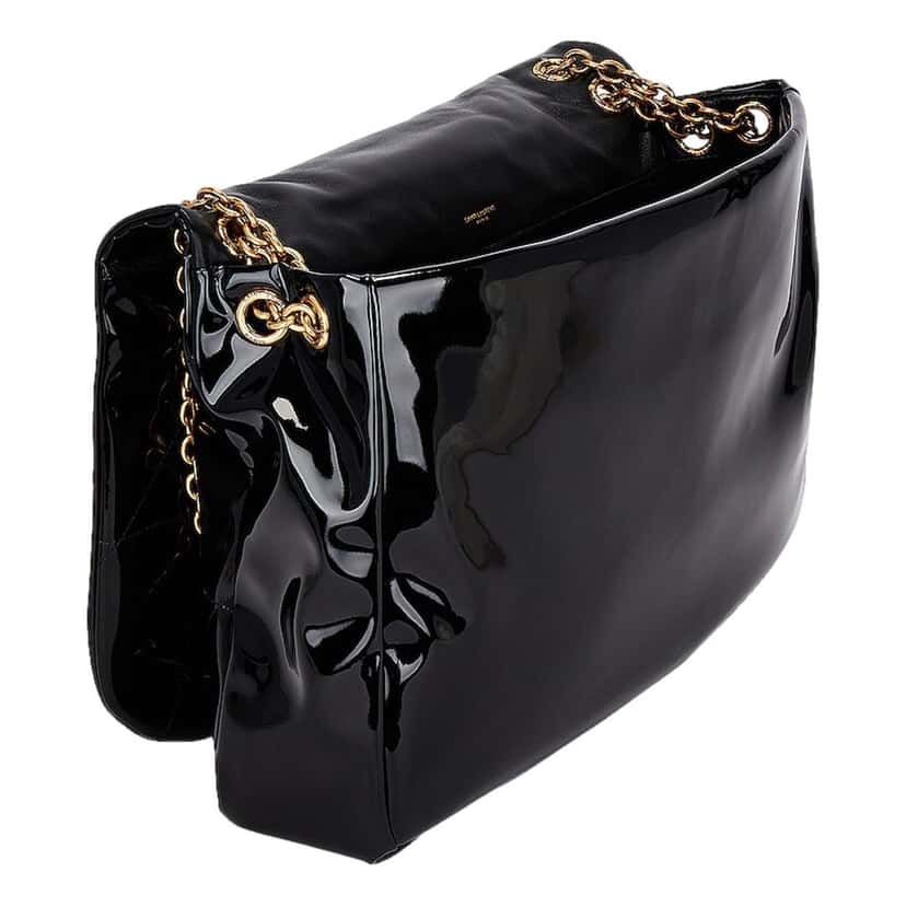 Saint Laurent Saint Laurent Jamie YSL Black Patent Leather Chain Strap Large Shoulder Bag Black Leather Never worn - Model View