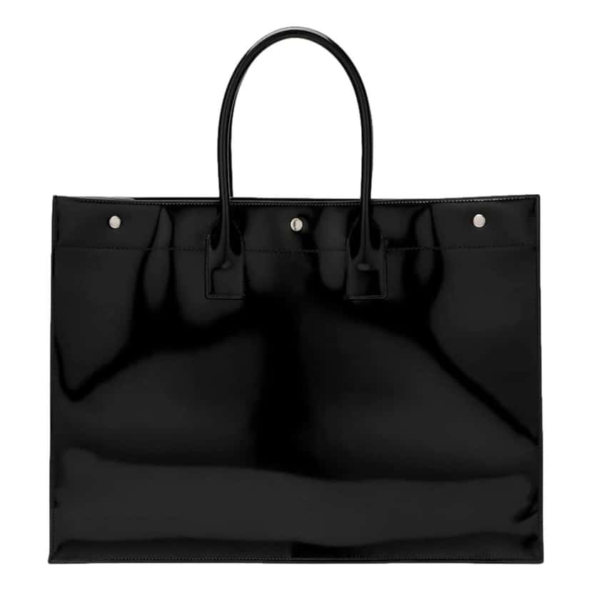 Saint Laurent Saint Laurent Rive Gauche Black Patent Leather Large Tote Bag Black Leather Never worn - Back View