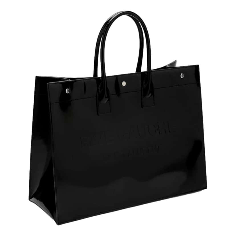 Saint Laurent Saint Laurent Rive Gauche Black Patent Leather Large Tote Bag Black Leather Never worn - Inside View