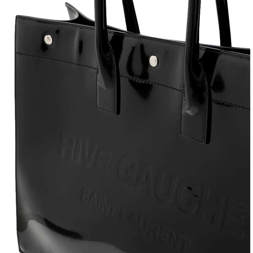 Saint Laurent Saint Laurent Rive Gauche Black Patent Leather Large Tote Bag Black Leather Never worn - Model View