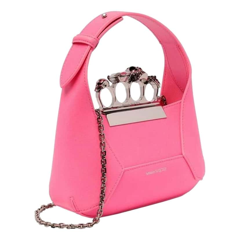 Alexander McQueen Alexander Mcqueen The Jewelled Hobo Mini Bag in Pink Pink Leather Never worn - Back View