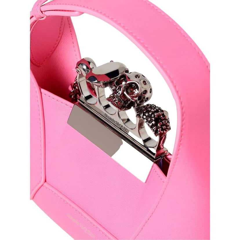 Alexander McQueen Alexander Mcqueen The Jewelled Hobo Mini Bag in Pink Pink Leather Never worn - Model View