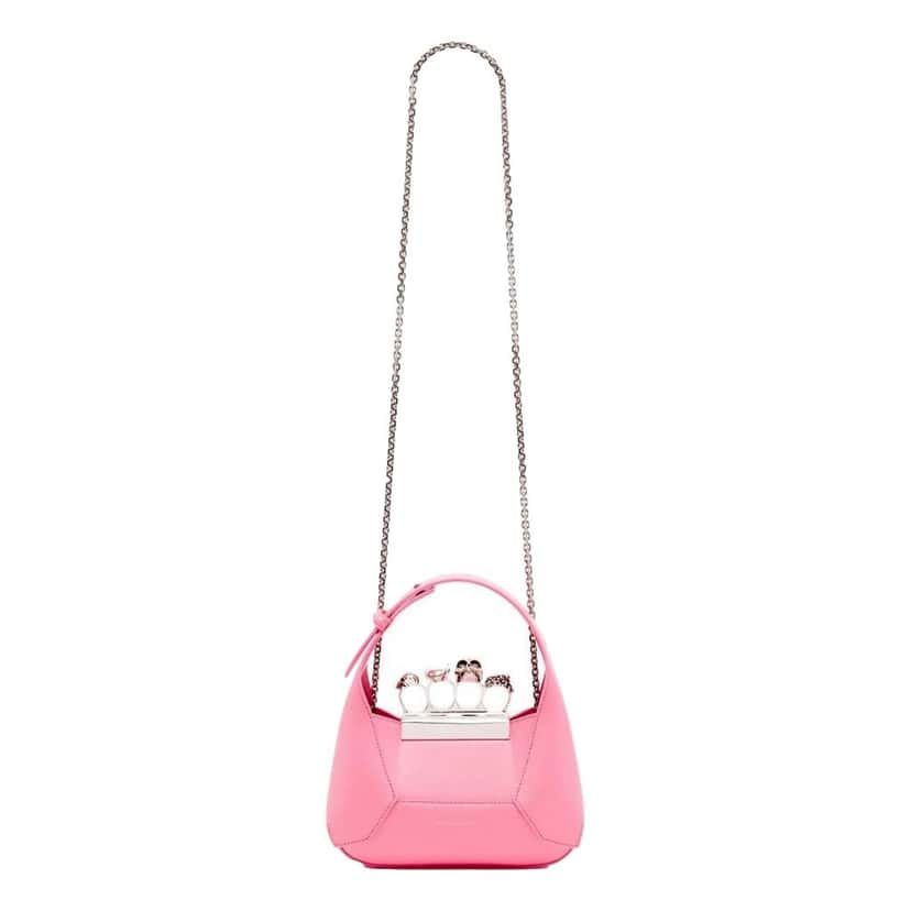 Alexander McQueen Alexander Mcqueen The Jewelled Hobo Mini Bag in Pink Pink Leather Never worn - Box View