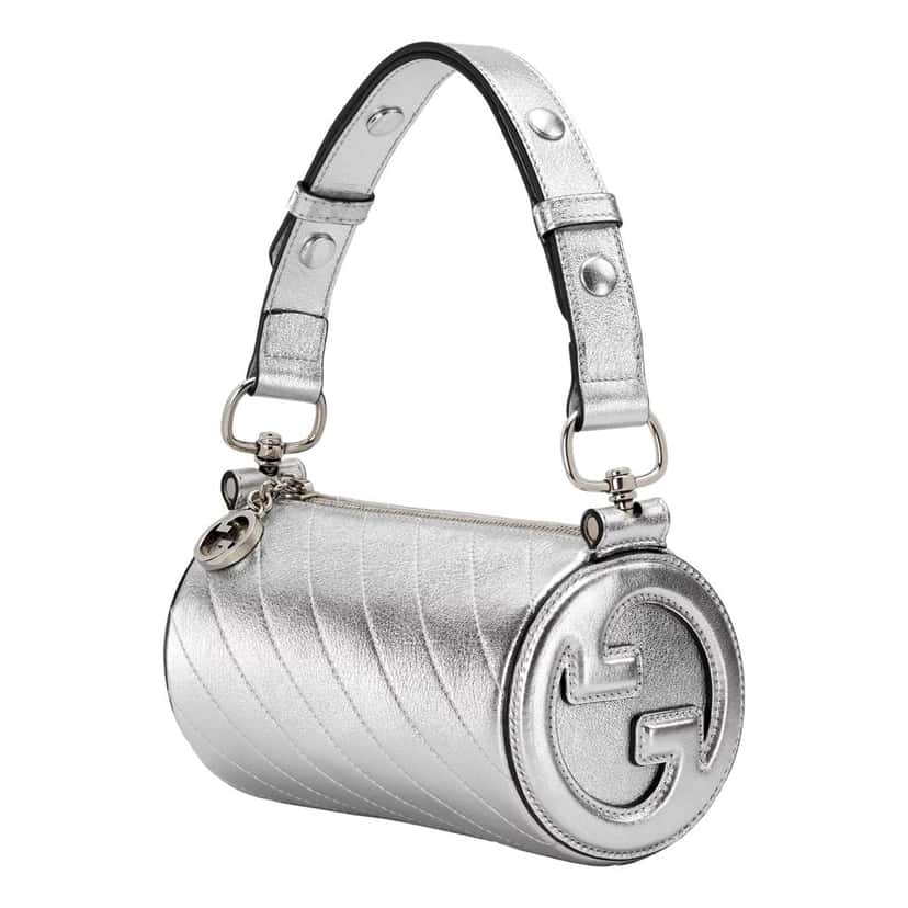 Gucci Gucci Blondie Mini Shoulder Bag in Metallic Silver Leather Silver Leather Never worn - Front View