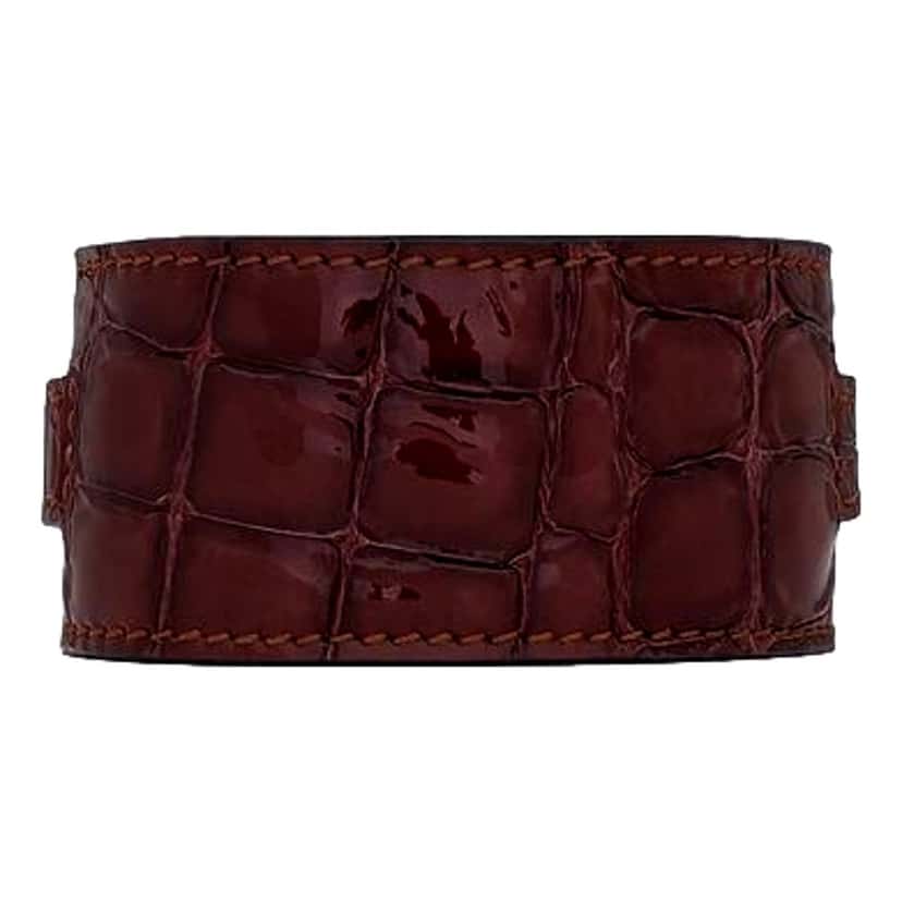 Saint Laurent Saint Laurent Le Carre Red Croc-Embossed Leather Double Wrap Bracelet Gold YSL Medium Red Leather Never worn - Back View