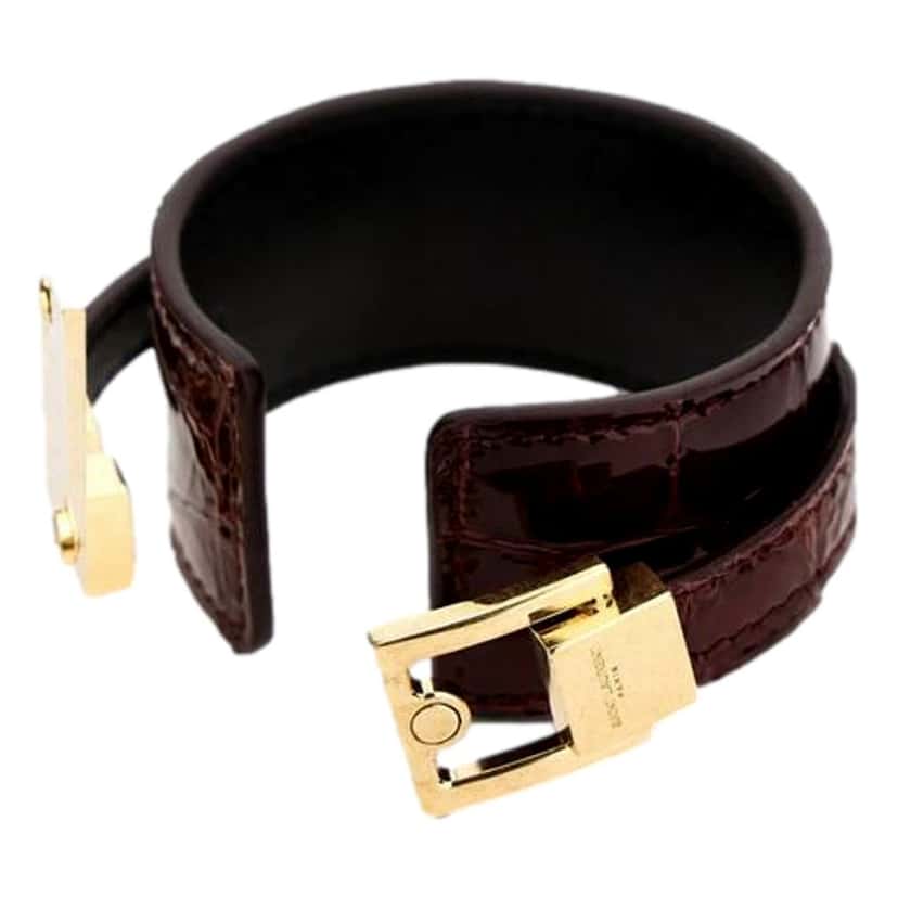 Saint Laurent Saint Laurent Le Carre Red Croc-Embossed Leather Double Wrap Bracelet Gold YSL Medium Red Leather Never worn - Inside View