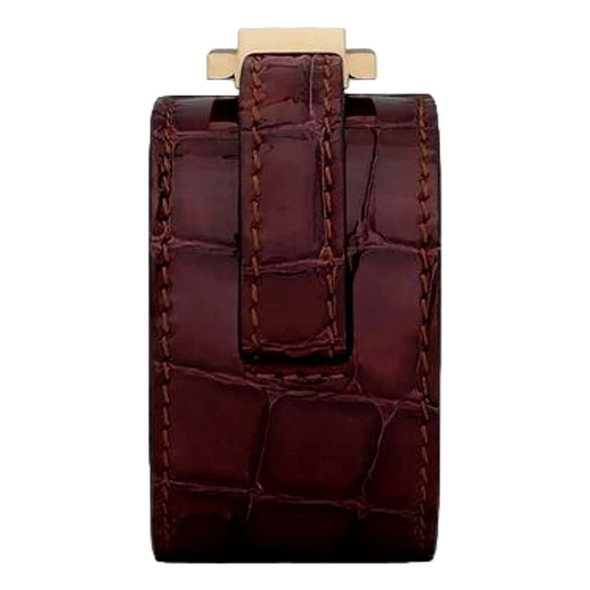 Saint Laurent Saint Laurent Le Carre Red Croc Embossed Leather Double Wrap Bracelet Gold Square Clasp Small Red Leather Never worn - Box View