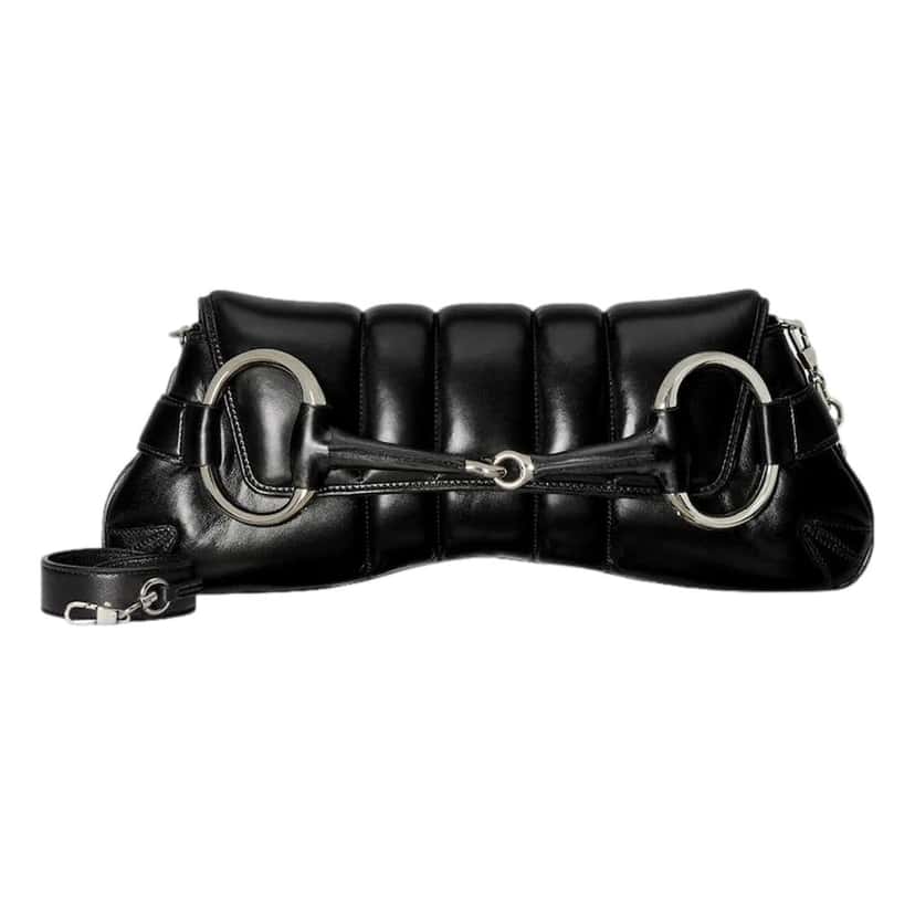 Gucci Gucci Horsebit Vertical Quilted Leather Medium Chain Shoulder Bag Black Black Leather Never worn - Back View