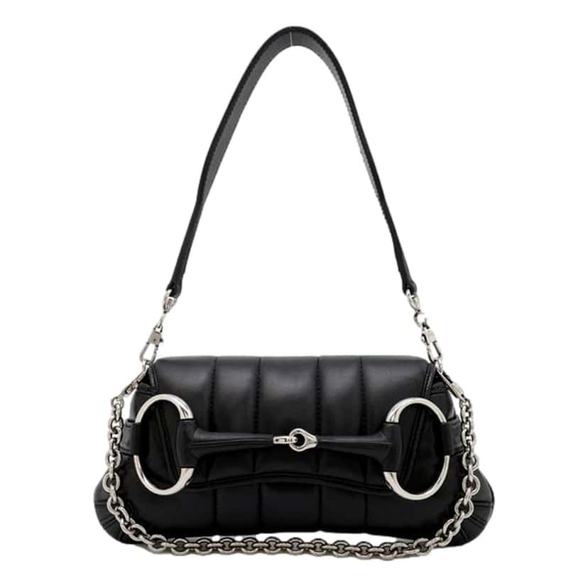 Gucci Gucci Horsebit Quilted Leather Small Chain Shoulder Bag Black Black Leather Never worn - Back View