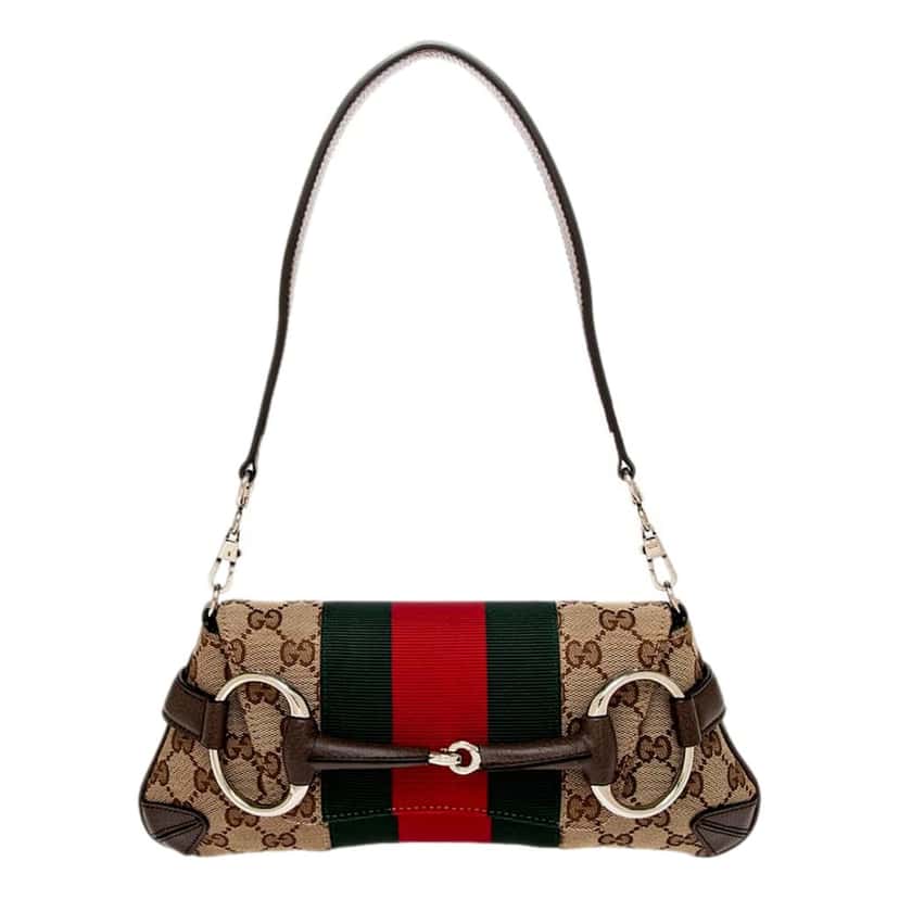 Gucci Gucci Horsebit Supreme Canvas Web Stripe Small Chain Shoulder Bag Brown Leather Never worn - Front View