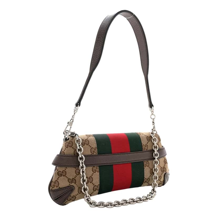 Gucci Gucci Horsebit Supreme Canvas Web Stripe Small Chain Shoulder Bag Brown Leather Never worn - Back View