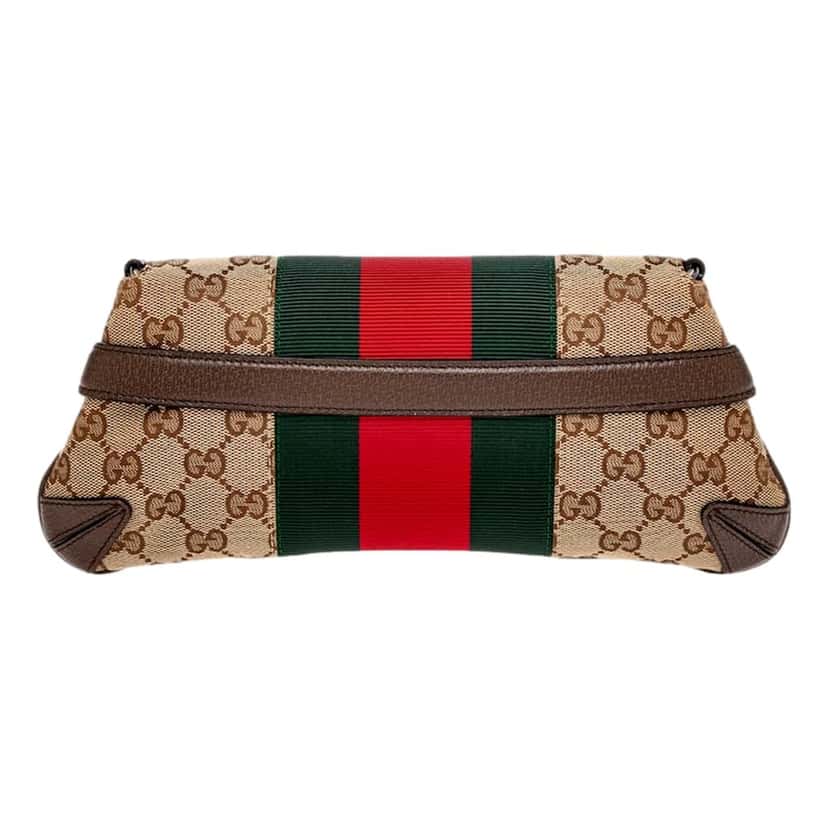 Gucci Gucci Horsebit Supreme Canvas Web Stripe Small Chain Shoulder Bag Brown Leather Never worn - Box View