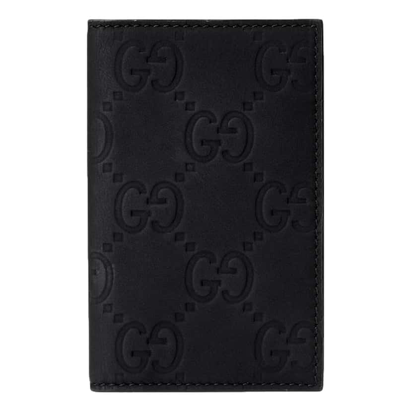 Gucci Gucci GG Rubber Effect Long Card Case Black Leather Wallet Black Leather Good condition - Front View