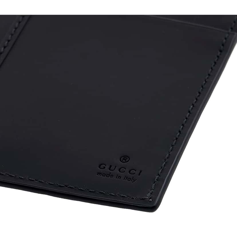 Gucci Gucci GG Rubber Effect Long Card Case Black Leather Wallet Black Leather Good condition - Model View