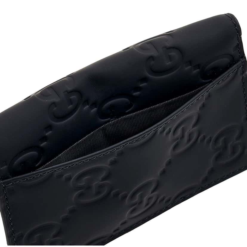 Gucci Gucci GG Rubber Effect Long Card Case Black Leather Wallet Black Leather Good condition - Box View