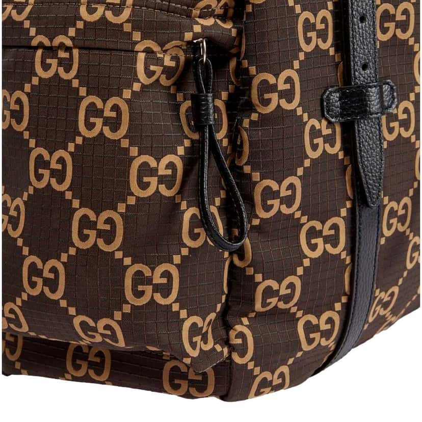 Gucci Gucci GG Monogram Utility Tote Bag Brown Ripstop Canvas Leather Trim Brown Leather Never worn - Inside View