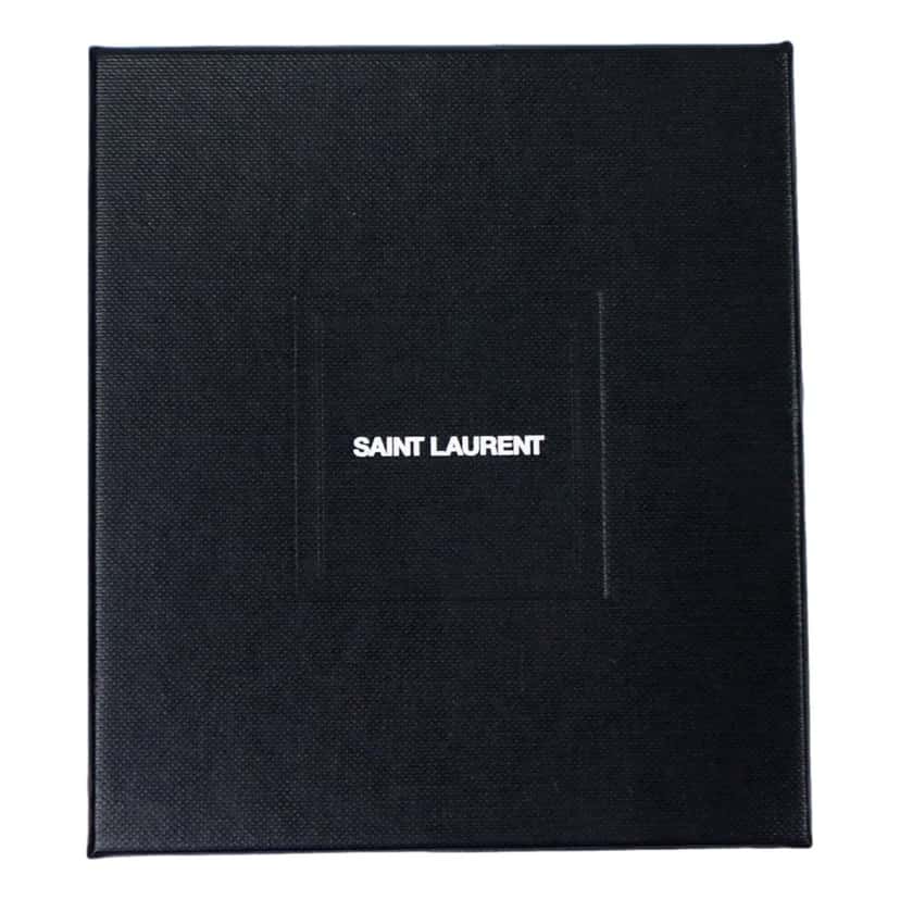 Saint Laurent Saint Laurent Black Smooth Leather Double Wrap Bracelet with Gold-Tone Engraved Clasp Black Leather Never worn - Box View