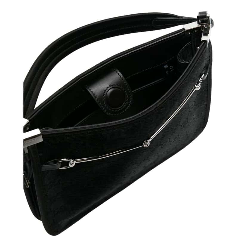 Gucci Gucci Horsebit Black Fur Slim Shoulder Bag Black Leather Never worn - Inside View