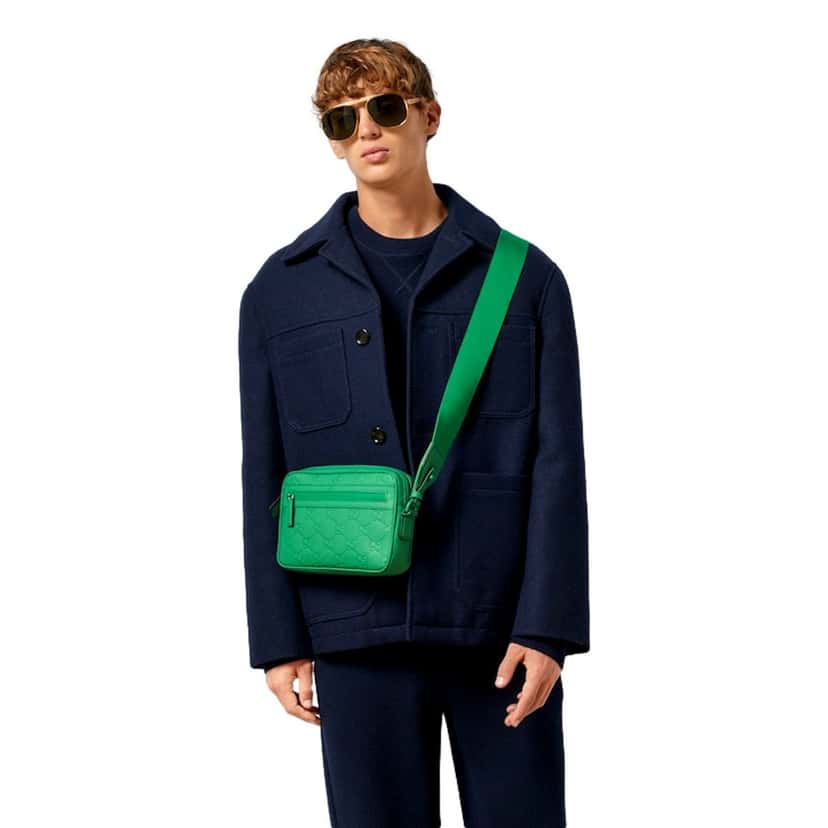 Gucci Gucci GG Rubber Effect Crossbody Bag in Green Green Leather Never worn - Box View
