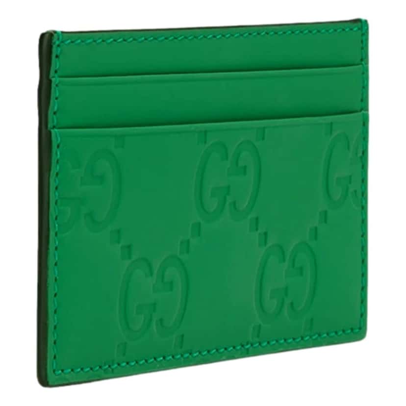 Gucci Gucci GG Leather Rubber Effect Green Card Holder Wallet Green Leather Never worn - Inside View