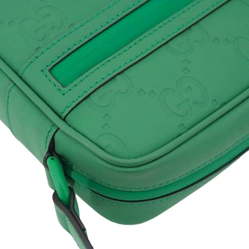 Gucci Gucci GG Rubber Effect Green Guccissima Leather Camera Crossbody Bag Green Leather Good condition - Box View