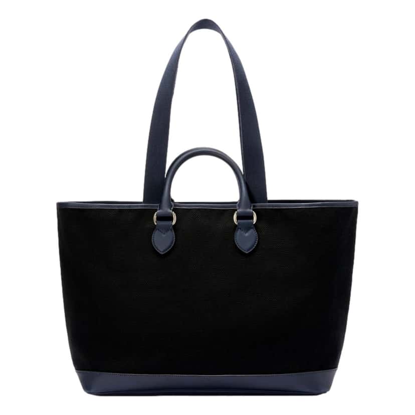 Gucci Gucci GG Supreme Canvas Black Navy Leather Large Tote Bag Black Leather Never worn - Back View