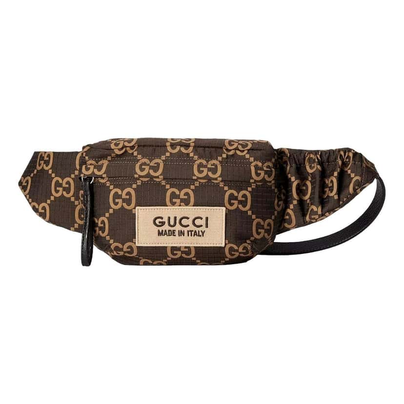 Gucci Gucci GG Ripstop Waist Bag Beige Brown Recycled Fabric Belt Bag Beige Leather Never worn - Front View