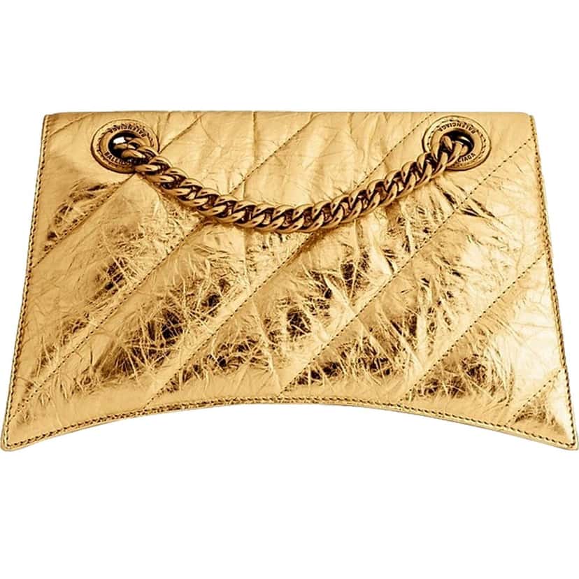 Balenciaga Balenciaga Crush Quilted Metallic Gold Leather Mini Crossbody Chain Bag Gold Hardware Gold Leather Never worn - Back View