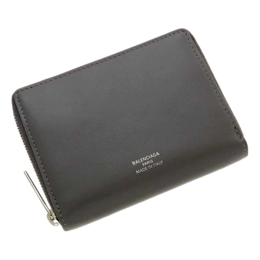 Balenciaga Balenciaga Smooth Calfskin Leather Zip Around Coin Case Wallet Gray Silver Hardware Other Leather Never worn - Front View