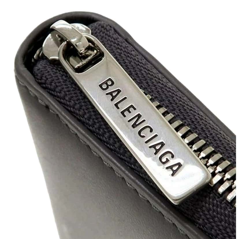 Balenciaga Balenciaga Smooth Calfskin Leather Zip Around Coin Case Wallet Gray Silver Hardware Other Leather Never worn - Model View