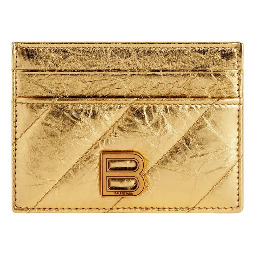 Balenciaga Balenciaga Crush Quilted Metallic Gold Leather Card Holder Wallet Gold Hardware Gold Leather Never worn - Front View