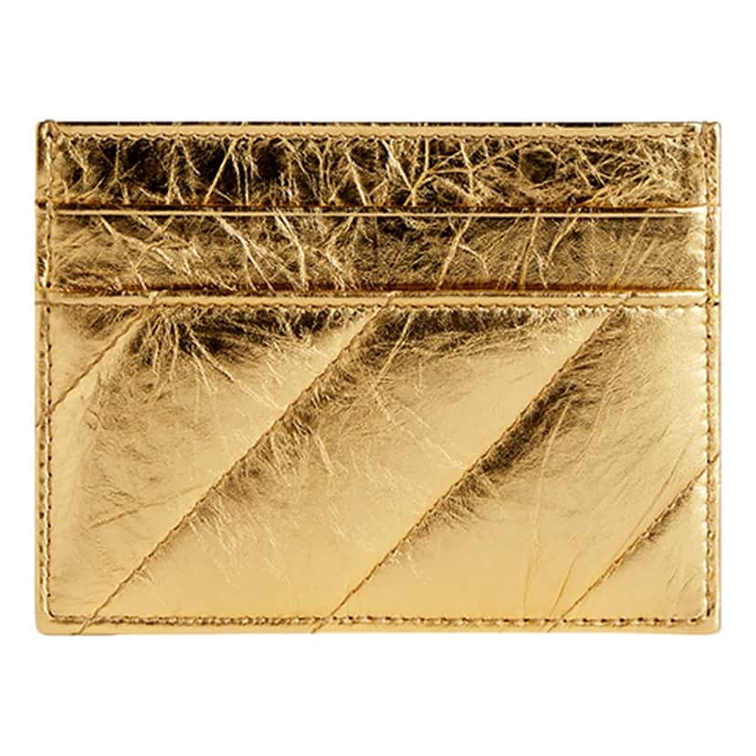 Balenciaga Balenciaga Crush Quilted Metallic Gold Leather Card Holder Wallet Gold Hardware Gold Leather Never worn - Back View