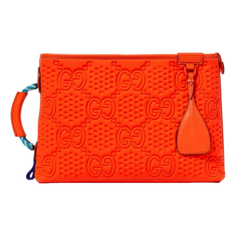 Gucci Gucci Off The Grid GG Embossed Orange Rubber Pouch Clutch Bag Orange Good condition - Front View