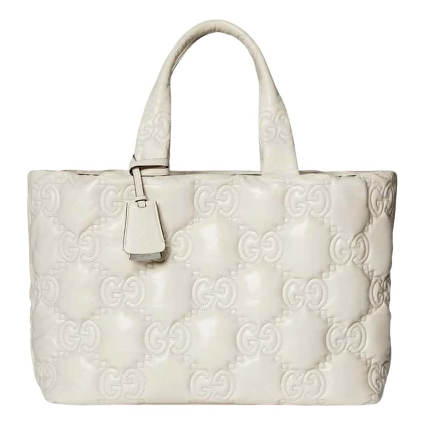 Gucci Gucci GG Guccissima Matelassé Leather Cream White Tote Bag White Leather Never worn - Front View