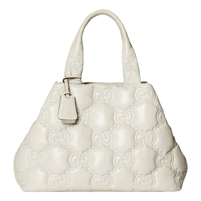 Gucci Gucci GG Guccissima Matelassé Leather Cream White Tote Bag White Leather Never worn - Back View
