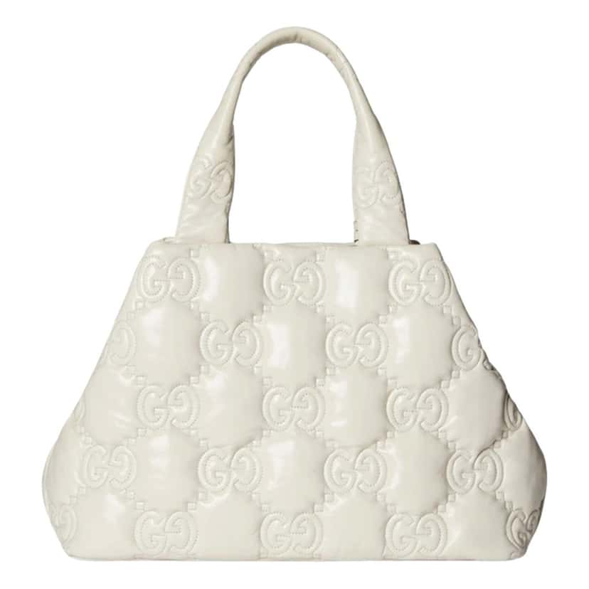 Gucci Gucci GG Guccissima Matelassé Leather Cream White Tote Bag White Leather Never worn - Model View