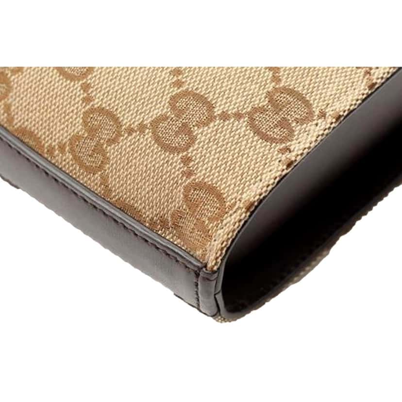 Gucci Gucci Original GG Canvas Beige Brown Webstripe Mini Bucket Bag Brown Leather Never worn - Box View