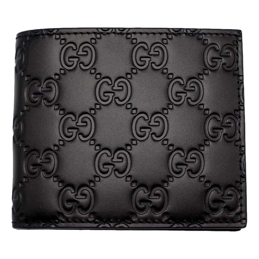 Gucci Gucci Guccissima Black Embossed Leather Bifold Wallet Black Leather Never worn - Front View