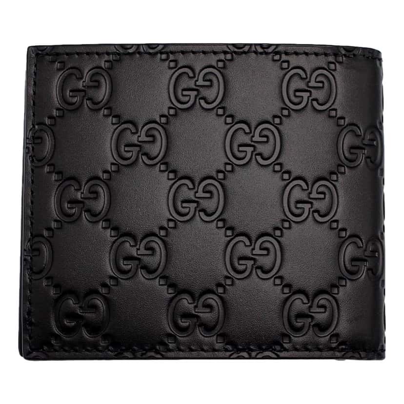 Gucci Gucci Guccissima Black Embossed Leather Bifold Wallet Black Leather Never worn - Back View