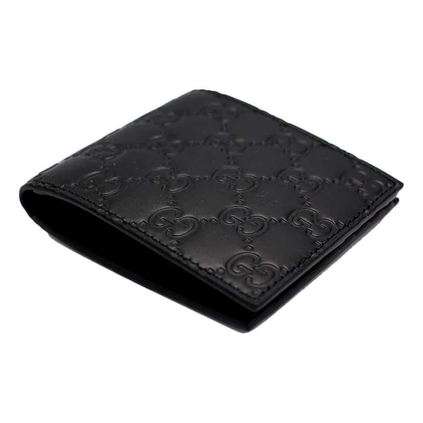 Gucci Gucci Guccissima Black Embossed Leather Bifold Wallet Black Leather Never worn - Inside View