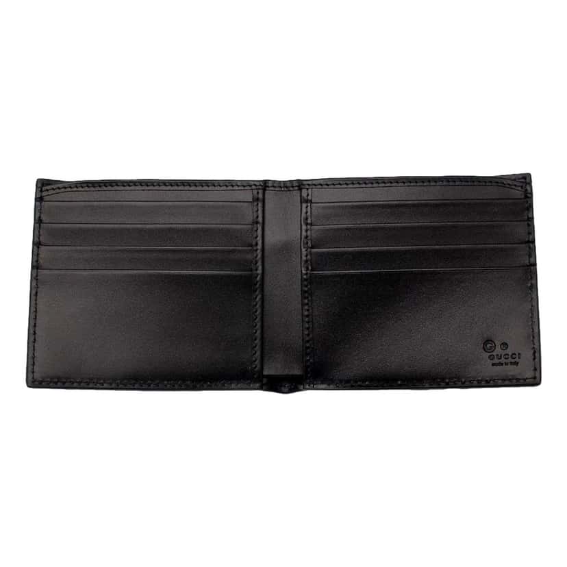 Gucci Gucci Guccissima Black Embossed Leather Bifold Wallet Black Leather Never worn - Model View