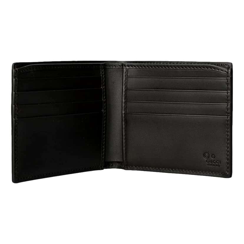 Gucci Gucci GG Supreme Canvas Web Stripe Bifold Wallet Brown Leather Never worn - Inside View